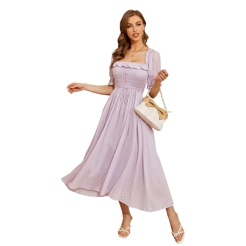Women Half Sleeve Ruffled Backless Dress Size M New